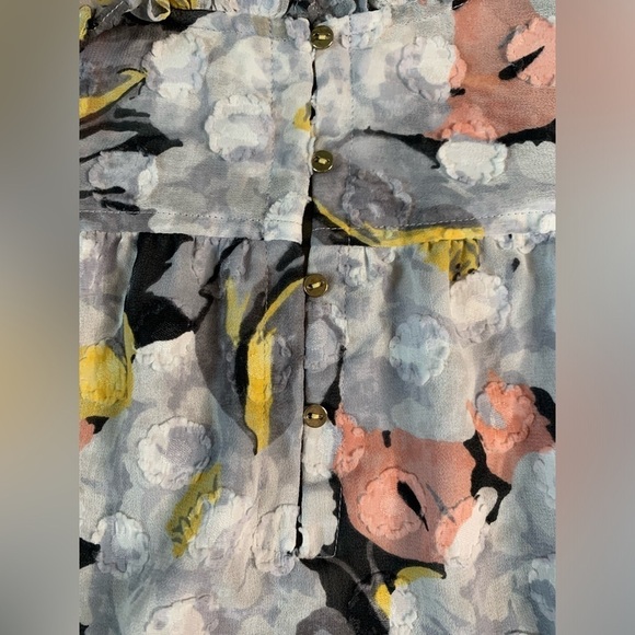 LOFT Boho Floral Ruffle Cap Sleeve  Top Women Medium - Picture 4 of 8